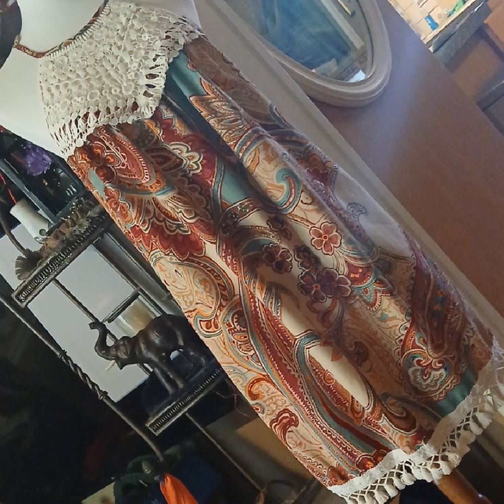 Bohemian Paisley Dress with Crochet Detail